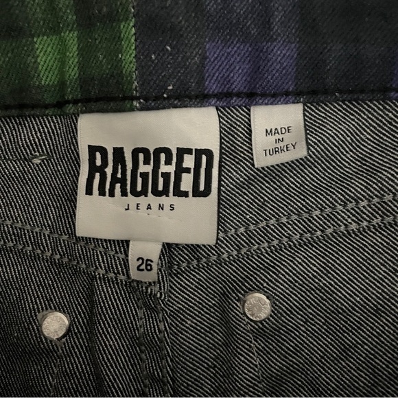 The Ragged Priest Jeans Hyde Straight Leg Split Check Print Green Purple SZ 26 - Picture 12 of 14